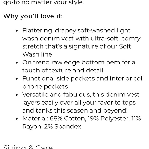 Light Wash Soft Denim Vest - Picture 5 of 8